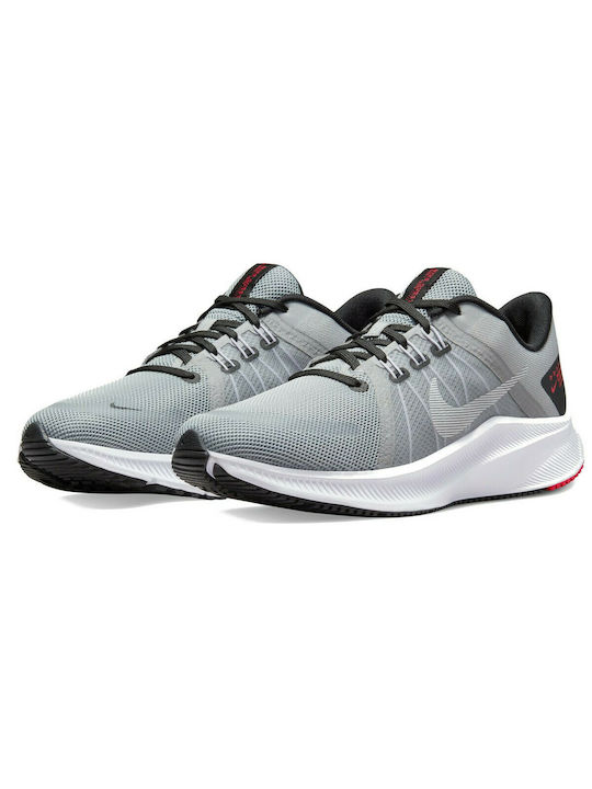 Nike Quest 4 Ανδρικά Αθλητικά Παπούτσια Running Light Smoke Grey / White / Black / Siren Red
