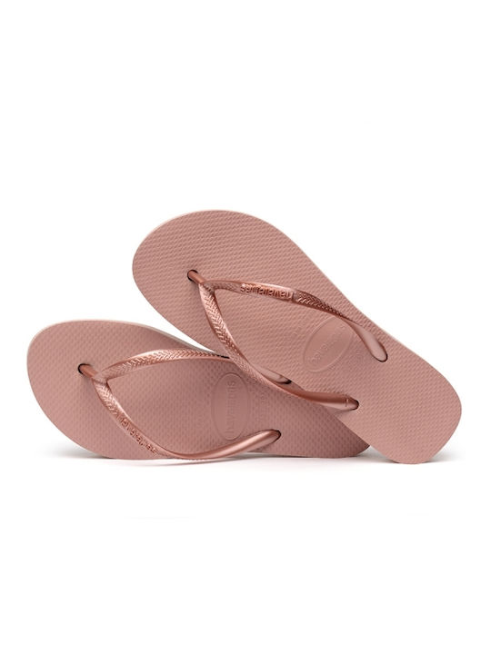 Slim Flatform Flip Flops In Rose Gold Colour