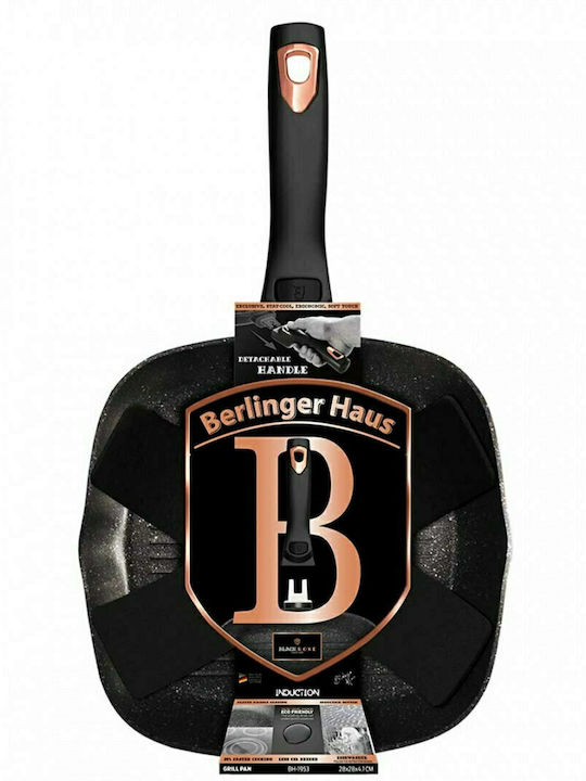 Berlinger Haus Metallic Line Grill made of Aluminum with Stone Coating Rose Gold Collection 28cm