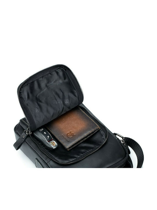 DJB-300 Leder Herrentasche Schulter / Crossbody Schwarz