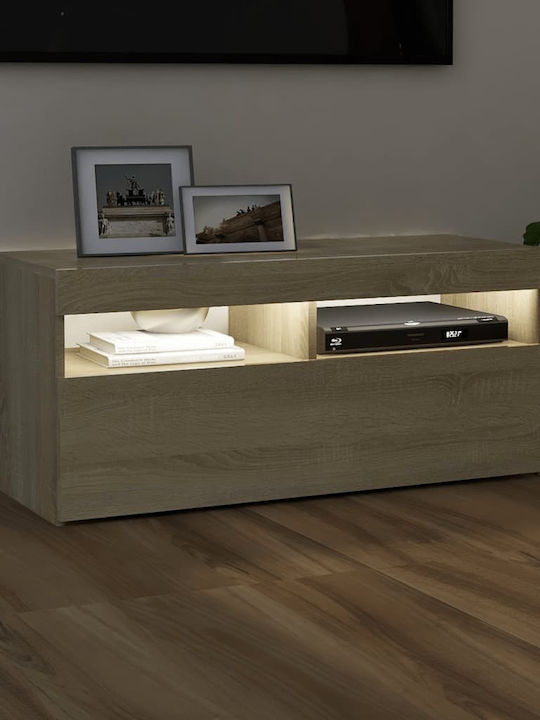 Particle Board TV Furniture with LED Lighting Sonoma L90xW35xH40cm