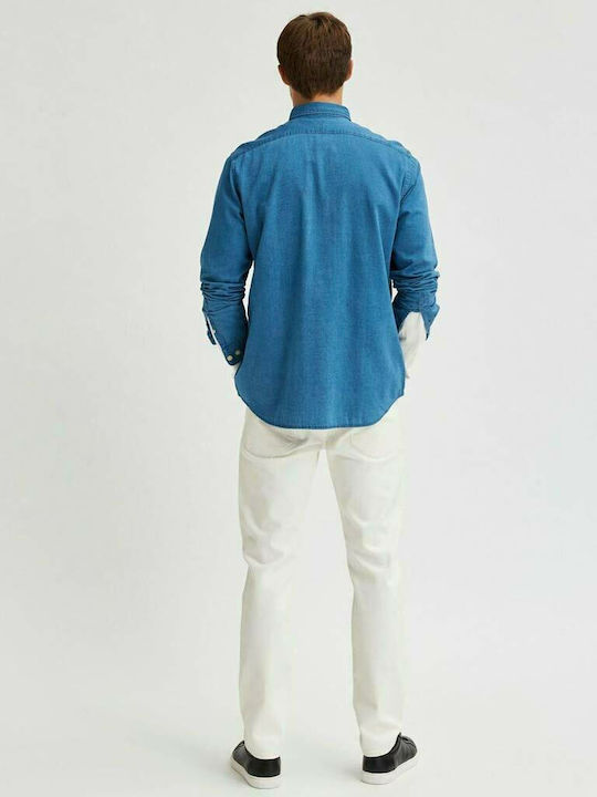 Selected Men's Shirt Long Sleeve Denim Blue