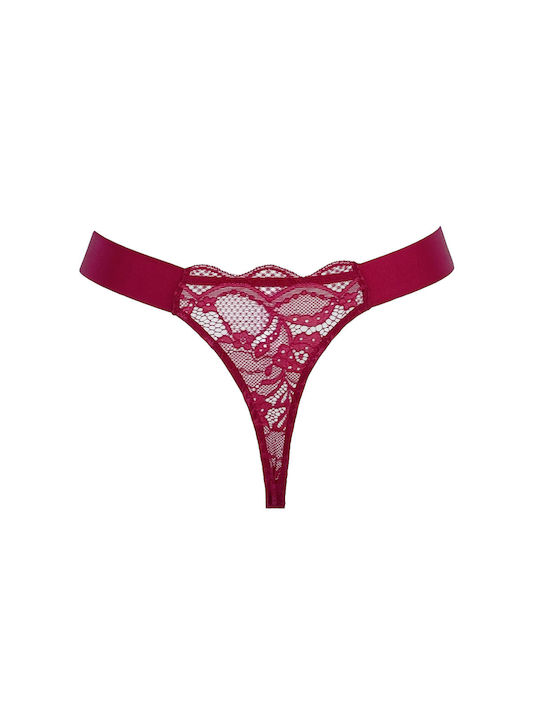 Pixie Intimates Amanda Women's String with Lace Burgundy