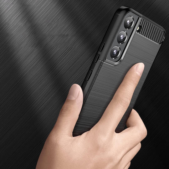 Hurtel Carbon Umschlag Rückseite Silikon Schwarz (Galaxy S22+ 5G)