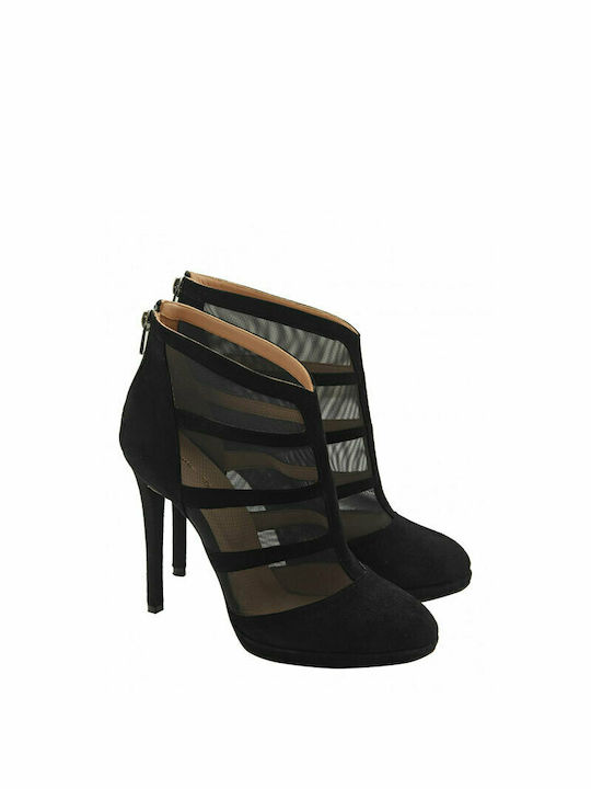 VLASSI HOLEVAS SUEDE ANKLE BOOTS WITH TRANSPARENCY SW2001-BLACK