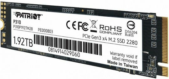 Patriot P310 SSD 1.9TB M.2 Type with PCI Express 3.0 Connection