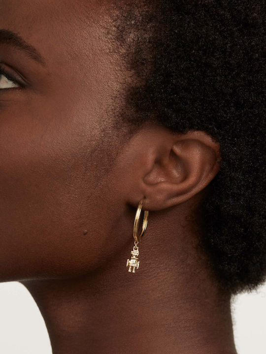 P D Paola Super Future Earrings made of Silver Gold Plated with Stones
