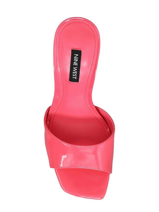 Haveit 3 Leder Mules mit Dünn Hoch Absatz in Fuchsie Farbe