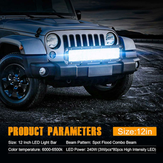 NovSight Waterproof Headlights Car in Bar Shape LED Universal 12 / 24V 240W 30.5cm with White Lighting 1pcs