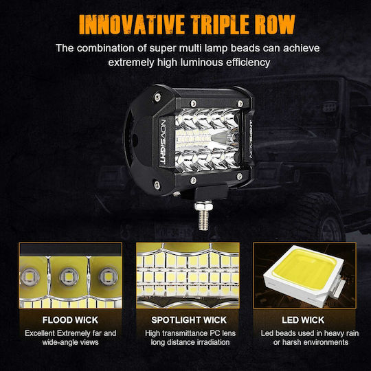 NovSight Προβολείς Σετ Combo LED 12/24V 60W 10cm 6000LM 6500K Ψυχρό Λευκό 2τμχ