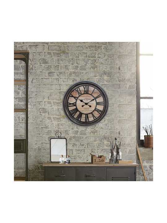 Atmosphera Pendule Plast Relief Antikes Wanduhr Kunststoff Schwarz Ø49cm