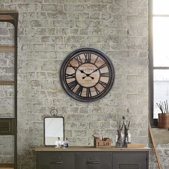 Atmosphera Pendule Plast Relief Antique Wall Clock Plastic Black Ø49cm