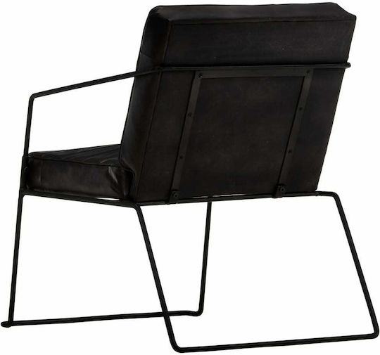 Armchair from Genuine Leather Black 52x70x71cm