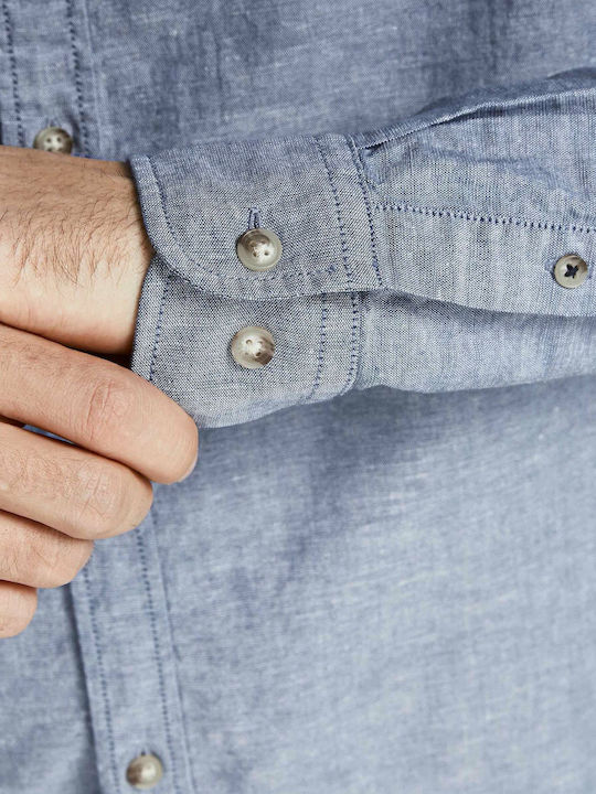 Langärmlig Leinen Hemd Faded Denim