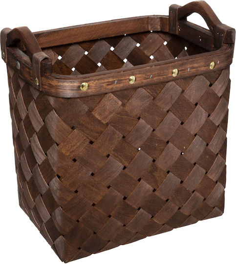 Atmosphera Set of Decorative Baskets Wooden with Handles Brown 3pcs