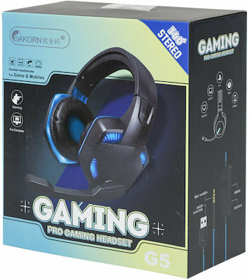 Oakorn G5 LED Über Ohr Gaming-Headset mit Verbindung 3,5mm / USB Schwarz