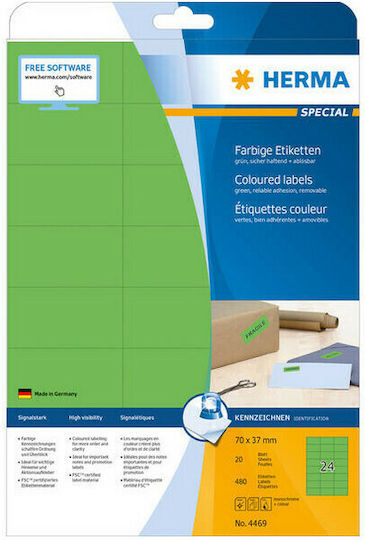 Herma 480 Self-Adhesive Rectangular A4 Labels 70x37mm