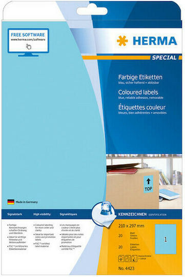 Herma 20 Selbstklebende A4-Etiketten 210x297mm