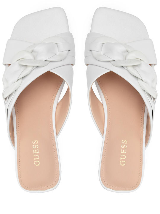 Sameya Leather Women's Flat Sandals in White Color