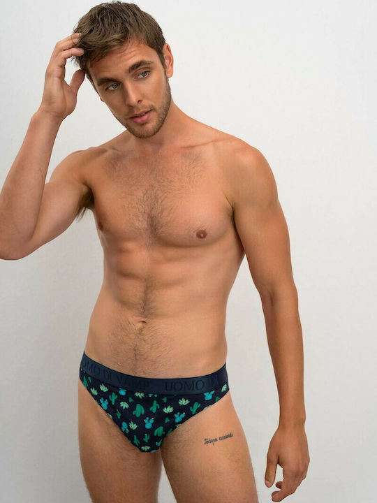 Men's Slips Blue with Patterns 2Pack