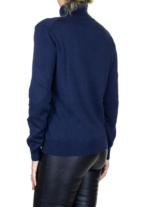 Tom Tailor Damen Langarm Pullover Baumwolle Rollkragen Marineblau