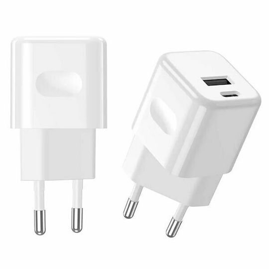 V-TAC Încărcător fără cablu cu port USB-A și port USB-C 30W Livrarea energiei Alb (VT-5330)
