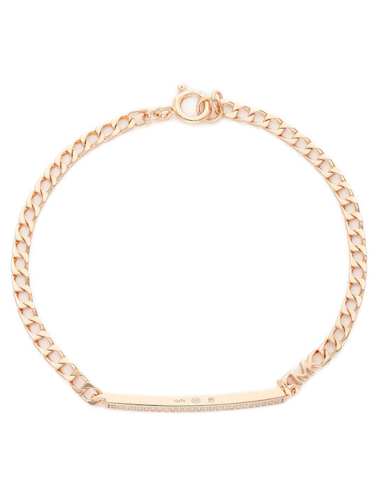 Michael Kors Damen Armband Id Curb Link W Pave aus Stahl Vergoldet