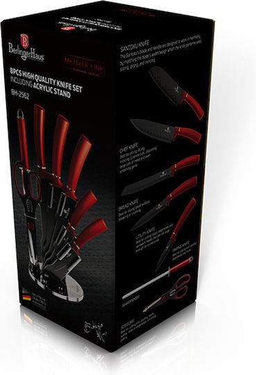 Berlinger Haus Metallic Line Messerset mit Block aus rostfreiem Stahl 8Stück
