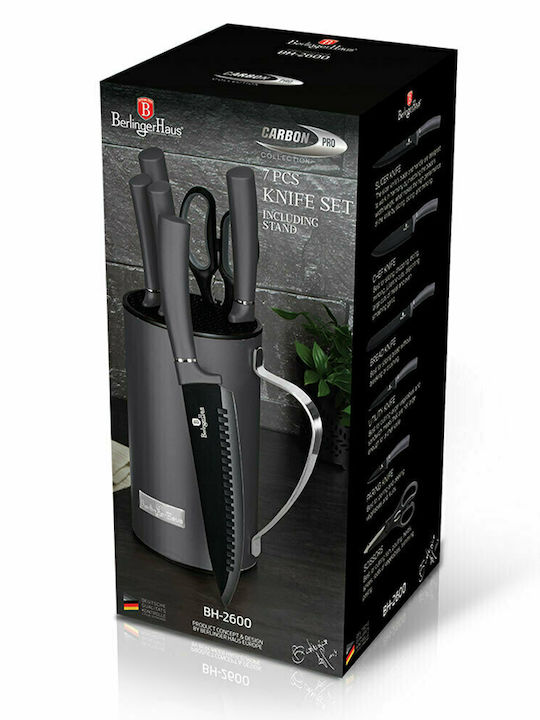 Berlinger Haus Metallic Line Knife Set With Stand of Stainless Steel Carbon Pro Edition BH-2600 7pcs