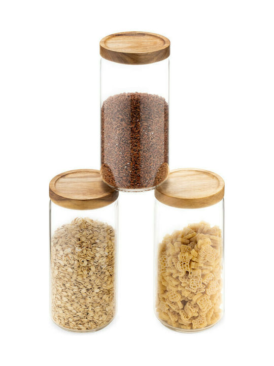 Navaris Set of 3pcs Jars General Use with Lid Glass Transparent 950ml