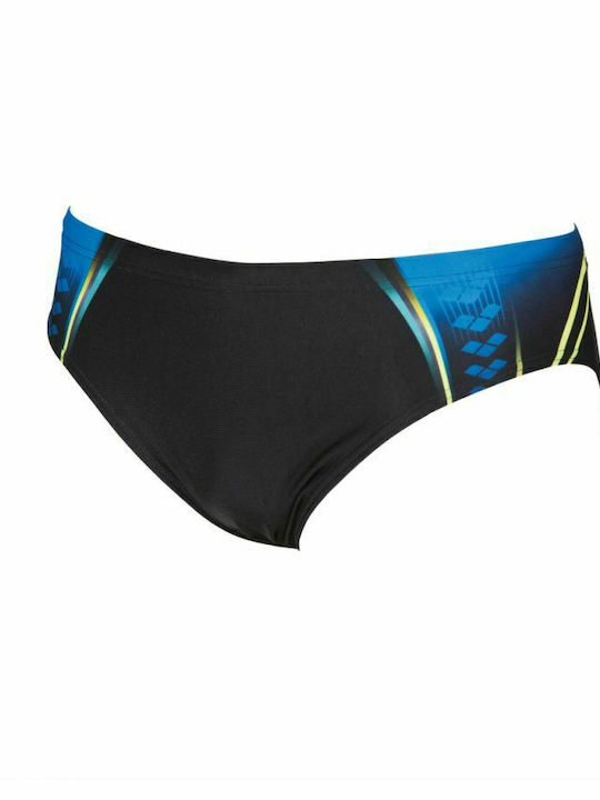 Arena One Placed Print Brief Men's Swimwear Slip Black with Patterns