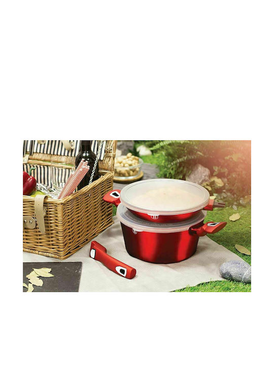 Berlinger Haus Metallic Line Cookware Set Made of Aluminum Burgundy Collection with Stone Coating 5 Pieces