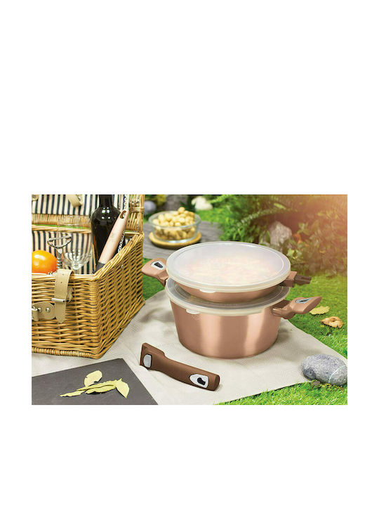 Berlinger Haus Metallic Line Cookware Set Made of Aluminum Rose Gold Collection with Stone Coating 4 Pieces