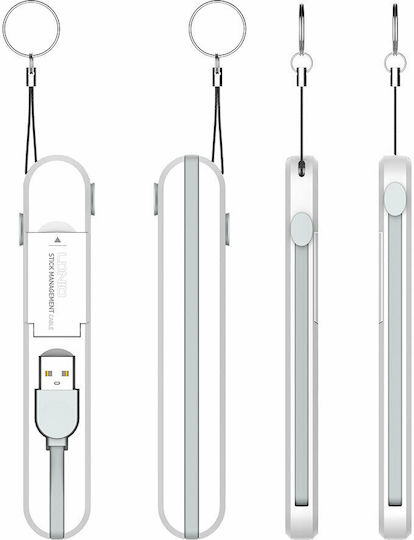 Ldnio Flat / Keychain USB to Lightning / Type-C / micro USB Cable Λευκό 0.43m (LC130)
