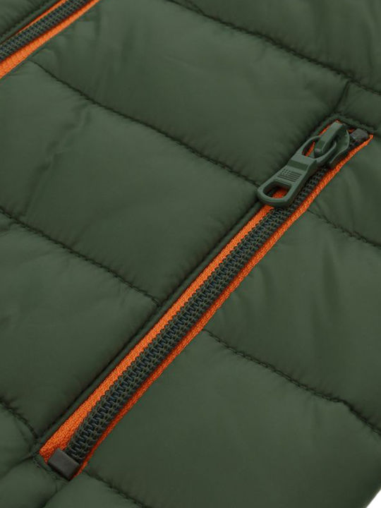 Kids' Quilted Jacket Short with Hood Green