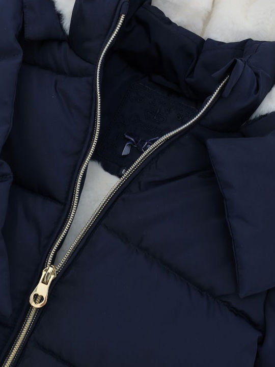 Kids' Quilted Jacket Long with Hood Blue
