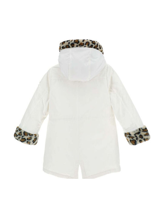 Kinder Parka Lang mit Kapuze Weiß