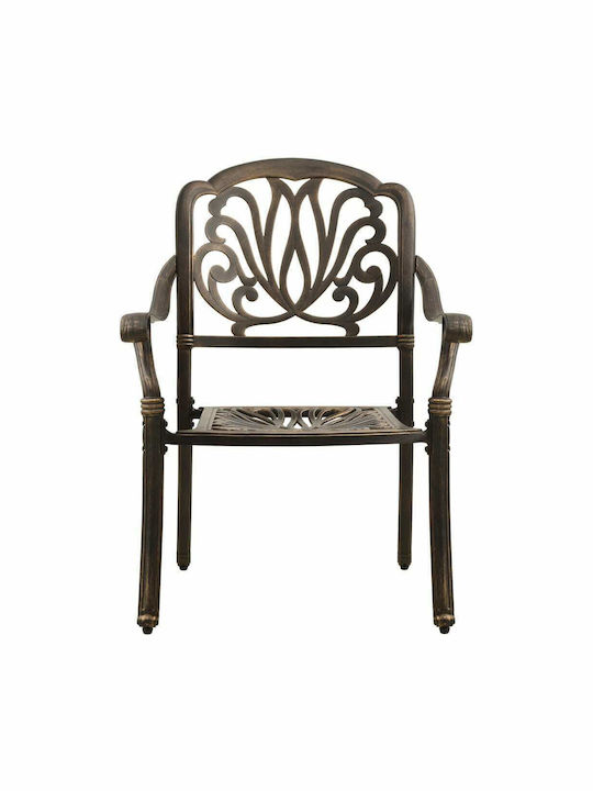 Dining Room Set for Small Outdoor Spaces 3 Pieces Bronze with Umbrella Holder