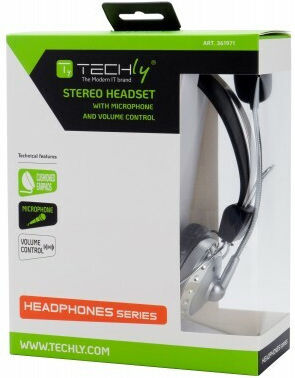 Techly Über Ohr Multimedia-Headsets mit Mikrofon und Verbindung 3,5 mm Klinke in Schwarz Farbe ICC-SH-517TY