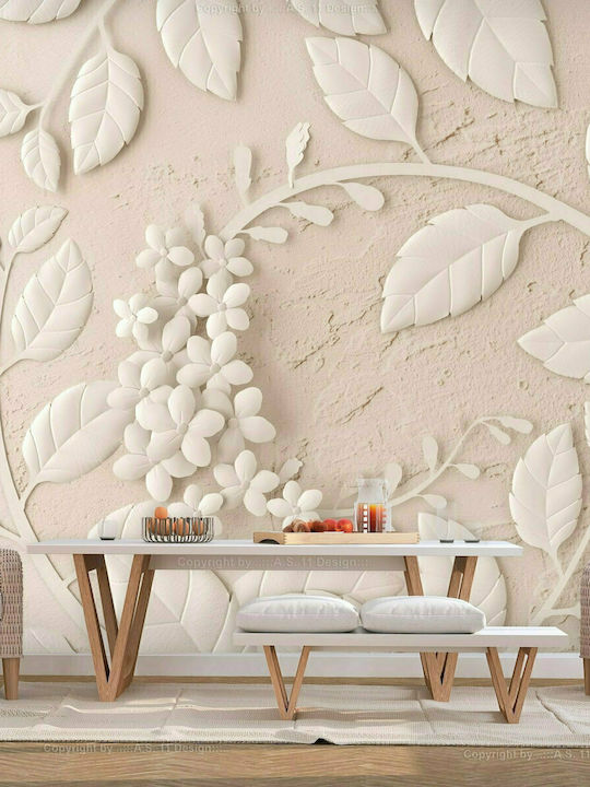 Fototapet de Perete 250x175cm Paper Flowers Beige Tesatura Bej