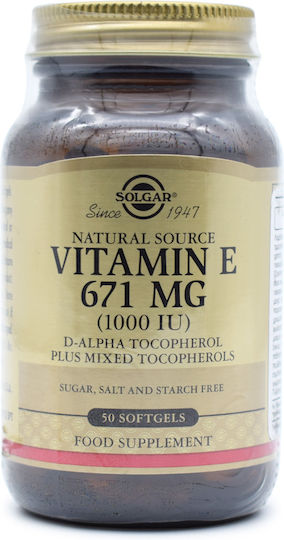 Solgar Vitamin E Vitamin for the Skin & Antioxidant Action 1000iu 671mg 50 softgels