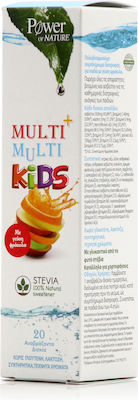 Power Of Nature Multi+ Multi Kids Multivitamin for Energy, Immune System Boost & Nervous System Strawberry 20 eff. tabs