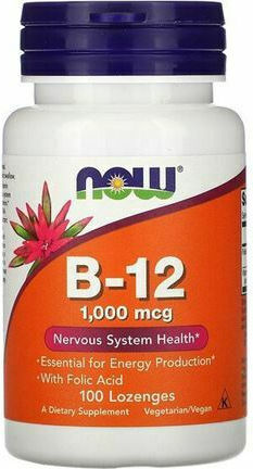 Now Foods B-12 Vitamin for Nervous System Health 1000mcg 100 lozenges