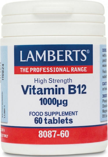 Lamberts Hypoallergenic Formulation Vitamin B12 Vitamin for Nervous System Health 1000mg 1000mcg 60 Tablets