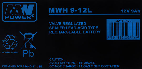 MW Power MWH9-12 Baterie UPS cu Capacitate 9Ah și Tensiune 12V 1buc