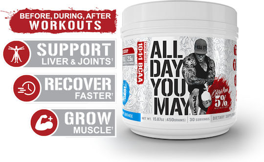 Rich Piana 5% Nutrition All Day You May 10:1:1 BCAA 450gr Blue Raspberry