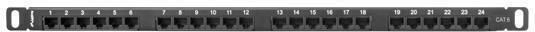 Lanberg Patch Panel για Rack 1U 19" 24 Θυρών cat6 Μαύρο
