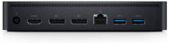 Dell D6000S USB-A / USB-C Stație de andocare cu HDMI/DisplayPort 4K PD Ethernet și conexiune 3 monitoare Negru
