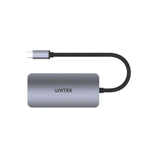 Unitek uHUB P5 Trio USB-C Docking Station with HDMI 4K PD and Connection for 3 Grey Monitors