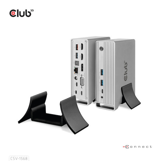 Club3D USB-C Докинг станция с DisplayPort 4K PD Ethernet и свързване 3 монитора Сребрист (CSV-1568)